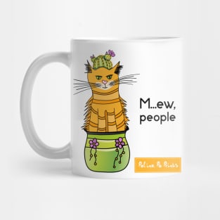 Cactus cat: M... Ew people! Funny introvert. Pet art. Leave me alone print. Orange cat. Mug